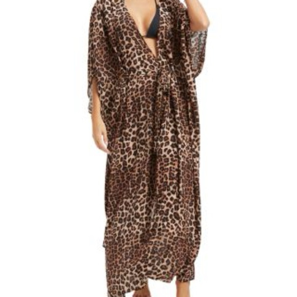 Good American Brown Leopard Print Swim Coverup